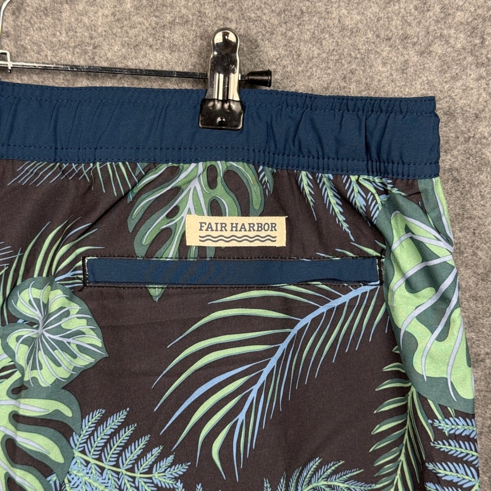 Fair Harbor Men's XXXL Swim Trunks Shorts Tropical Leaf Elastic Waist Drawstring - Picture 4 of 11